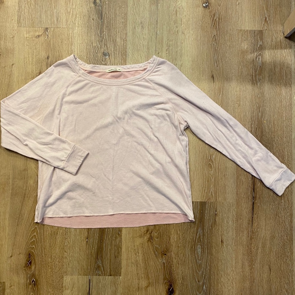 Marine Layer crop long sleeve boat neck shirt